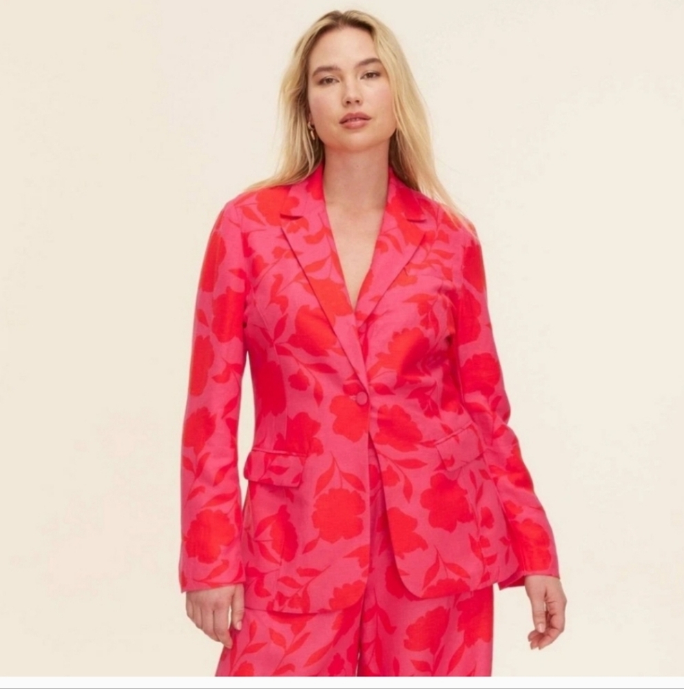 Kate Spade Red and Pink Floral Blazer